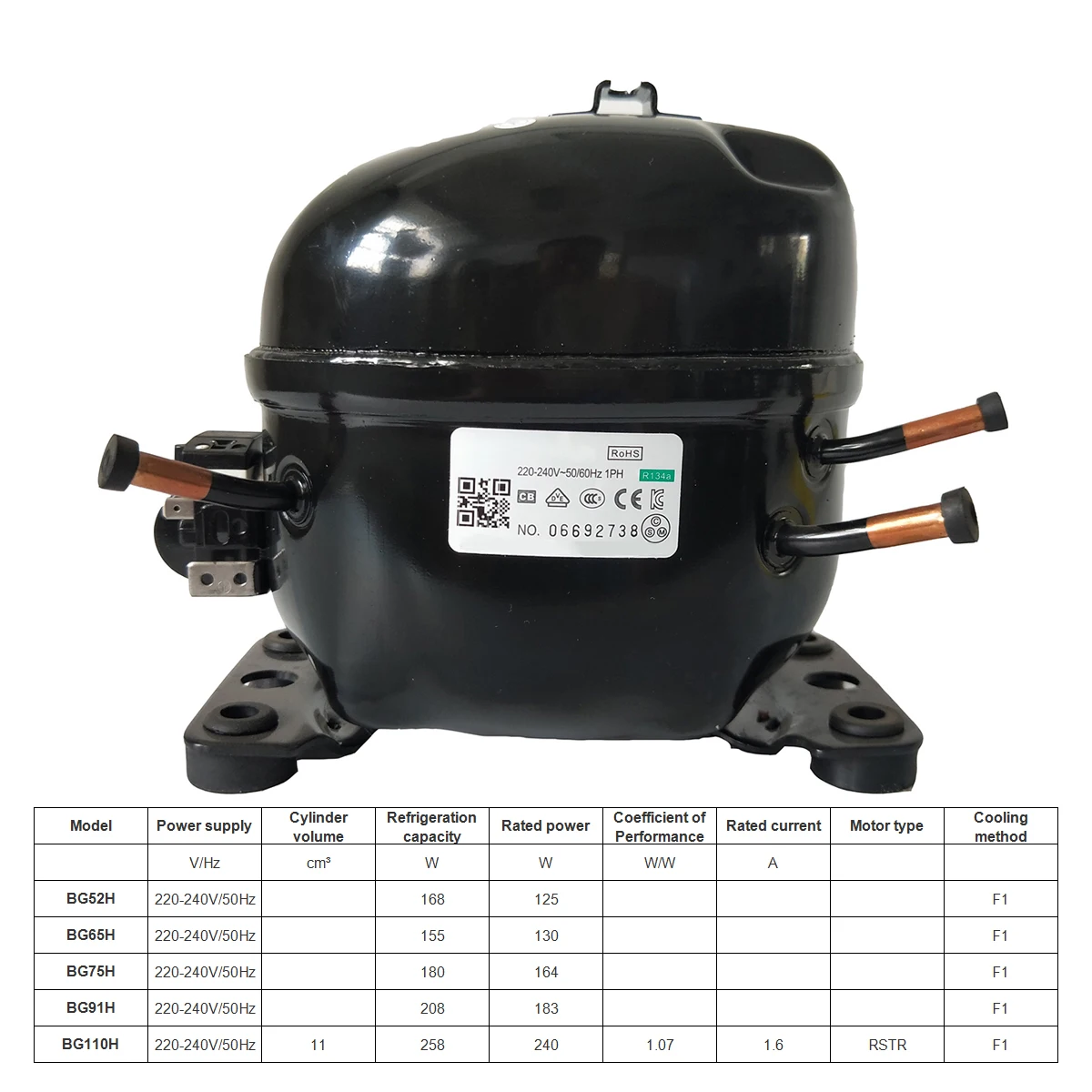 220-240V R134a Refrigerator Freezer Compressor Refrigeration Spare Parts