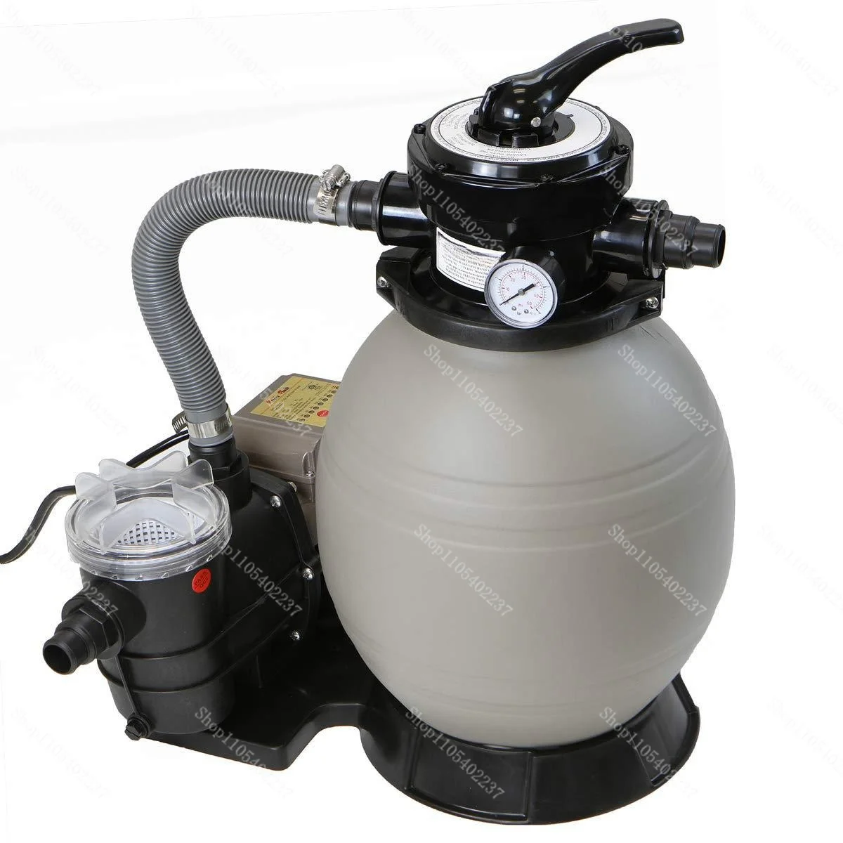 Pool Sand Filter 16 Inch 1.5  3800 GPH with 6 Way Valve for Above Ground Swimming Pool Water Filtration System