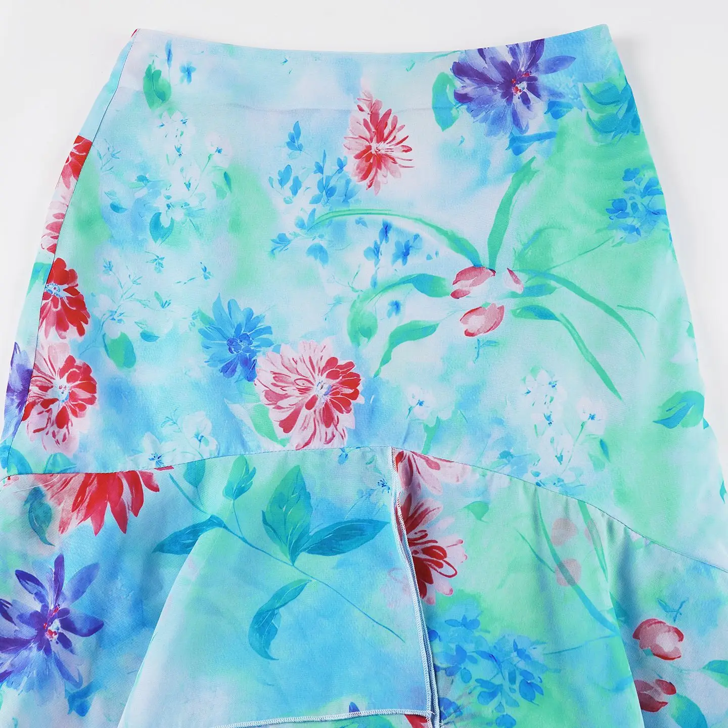 2026 봄 신상 여성 불규칙 유화 꽃 메쉬 중장 스커트