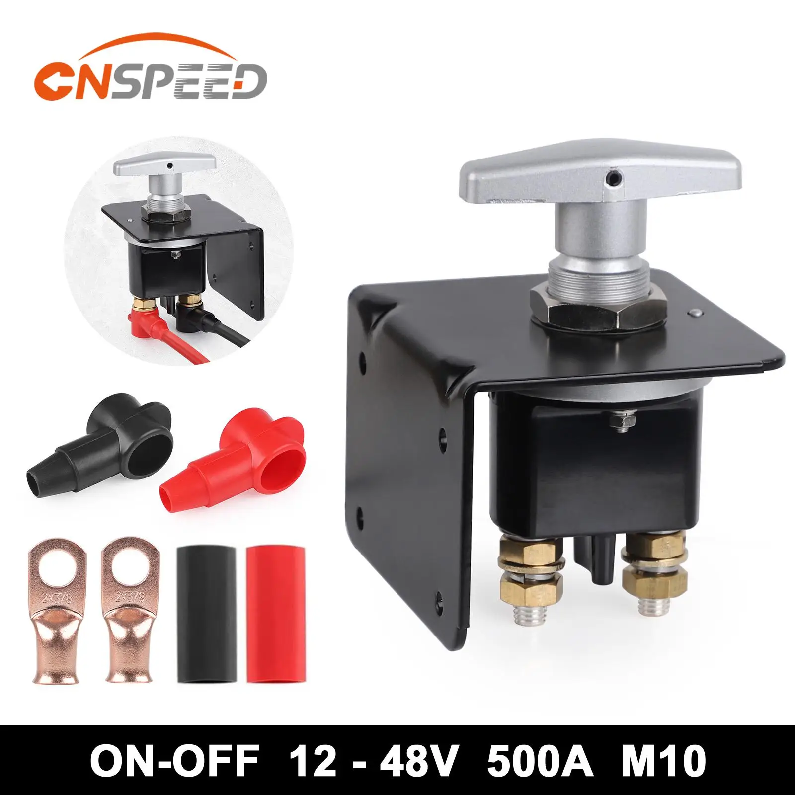 CNSPEED New 500A Heavy Duty Battery Kill Switch Kit  With Locked Plate Cutter Disconnecter Isolator For RV Camper Van Truck Boat