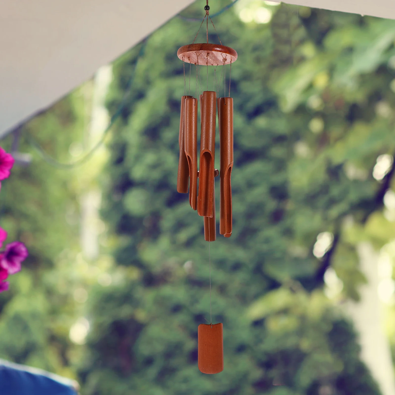 

Retro Bamboo Wind Chime Hanging Ring Garden Balcony Decor Clear Sound Outdoor Patio Decoration Bamboo Wind Chimes