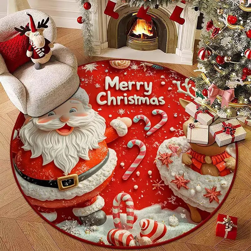 VIKAMA Bedroom Bedside Blanket Soft And Cool Round Living Room Coffee Table Velvet Carpet New Christmas-Style Home Decoration