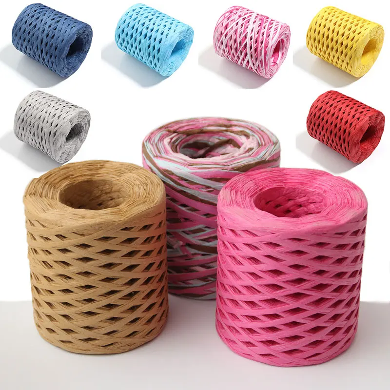 

200M Raffia Ribbon Gift Wrapping Knitting Crocheting Paper Threads For DIY Craft Handmade Summer Sunhat Beach Bag Supplies