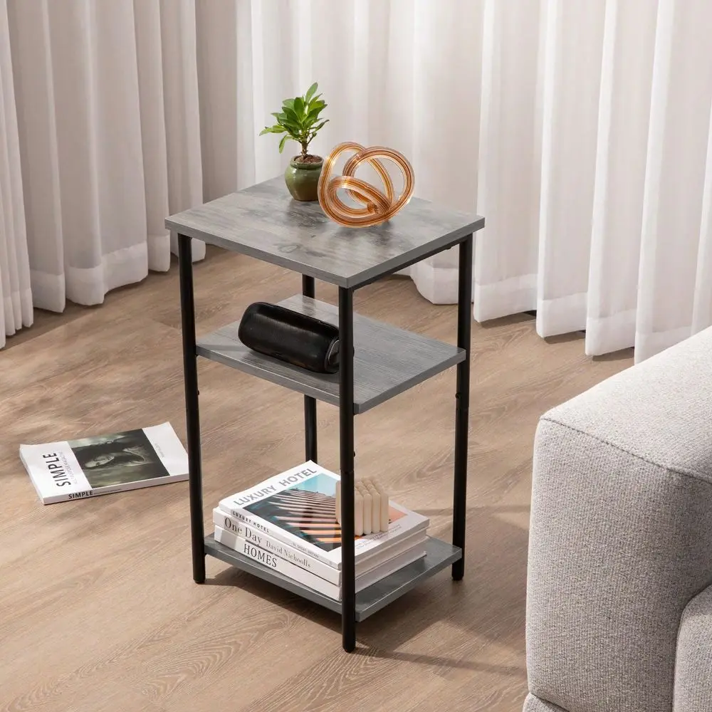 

3Tier End Table With Adjustable Feet, Side Tables, Small Nightstand, 1Pack For Bedroom, Living Room, Office, Brown