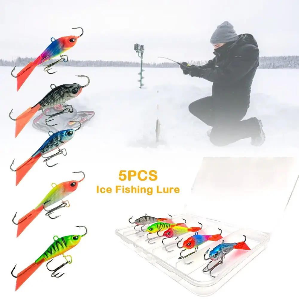 5pcs Diamond 65mm/14.7g Winter Ice Fishing Lure AD-Sharp Artificial Spoon Metal Lures Balancer 5 styles Ice Fishing Lure