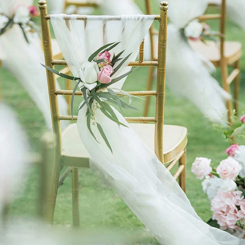 5M/10M/20M dekoracje ślubne tiulowe rolki 100% kryształowe z przeźroczystej organzy tkaniny wróżka Mariage stół na przyjęcie urodzinowe i krzesło wystrój