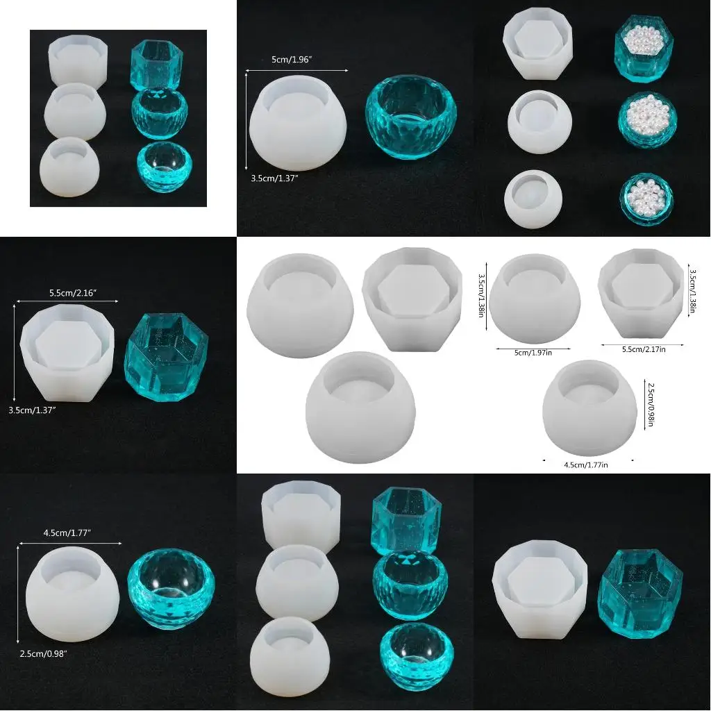  Fruit Tray Plate Casting Mold Handmade Round Bowl Hexagon Cup Dishes Resin Mold
