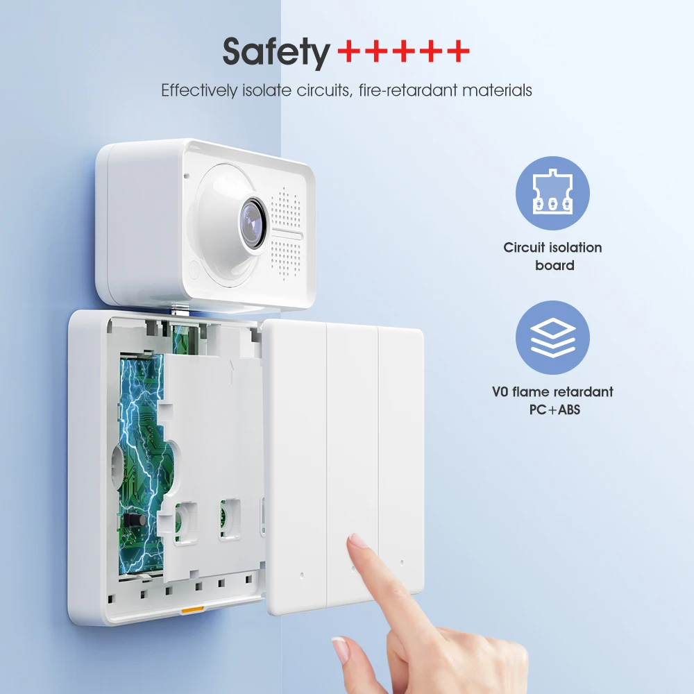 Tuya Smart Switch EU Wall Light Button Switch 110-250v WIFI RF433 TypeC Neutral Wire Timing Voice App Alexa, Google Home