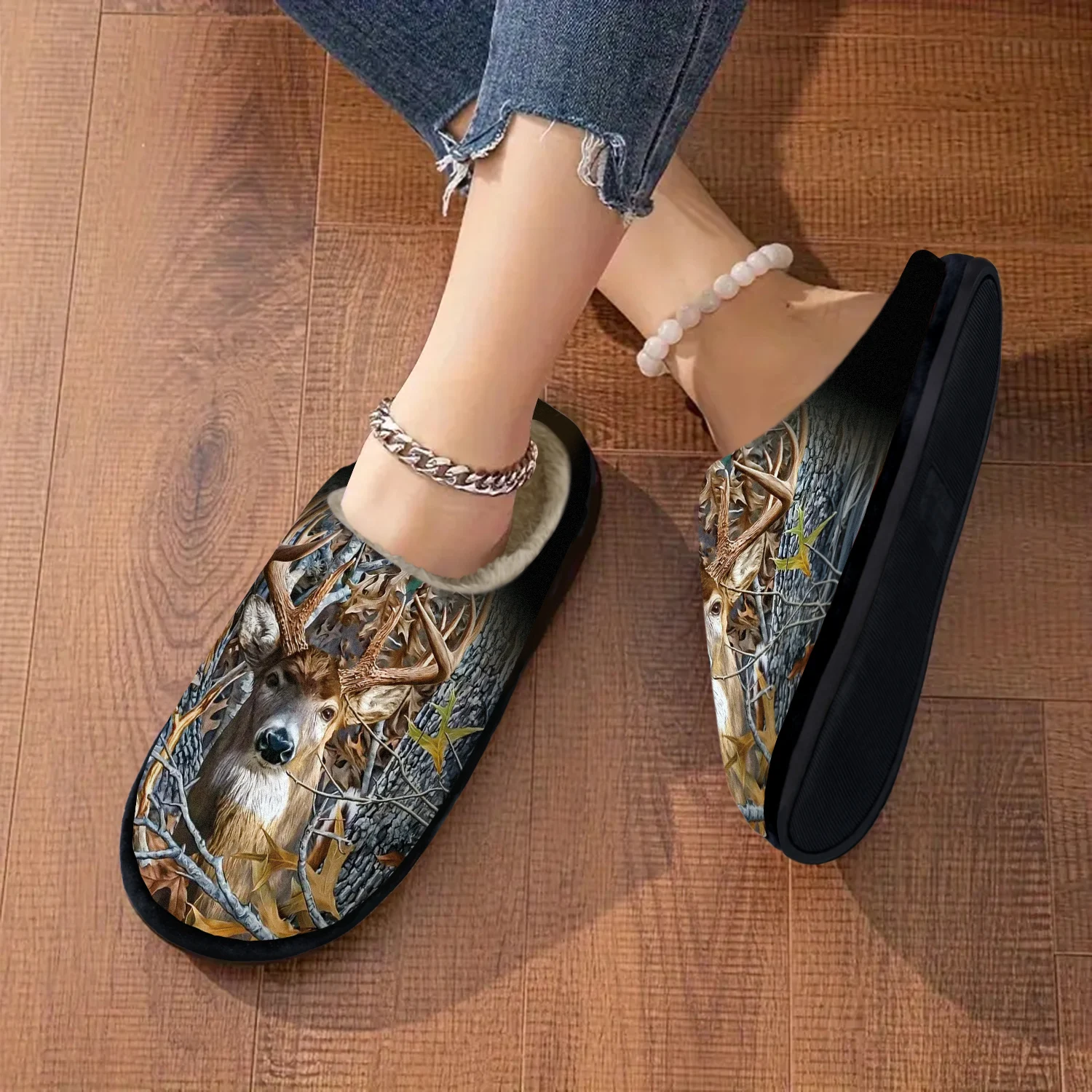 شبشب شتوي نسائي - حذاء منزلي داخلي قطيفة بنعل غير قابل للانزلاق، بطانة سميكة ودافئة - أحذية مريحة للطقس البارد للمنزل #6