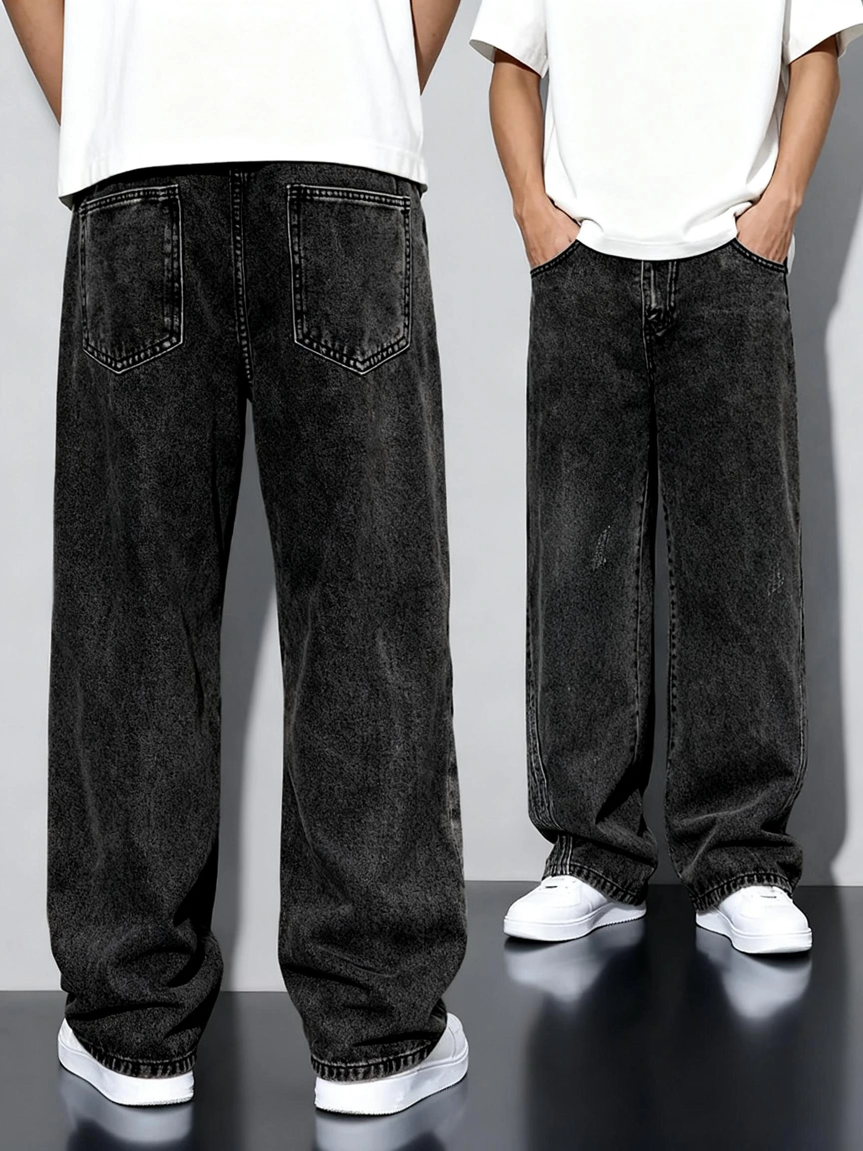 بنطال جينز رجالي فضفاض بأرجل مستقيمة متين وقابل للغسل من قماش الدنيم للرجال هدية مثالية للأصدقاء والأزواج #2
