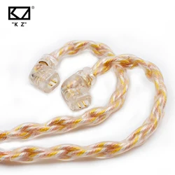 KZ-cable de auriculares de 8 núcleos, Conector de auriculares de oro, plata y cobre, compatible con ZSN PRO X AS16 ZS10 CCA C12, 3,5