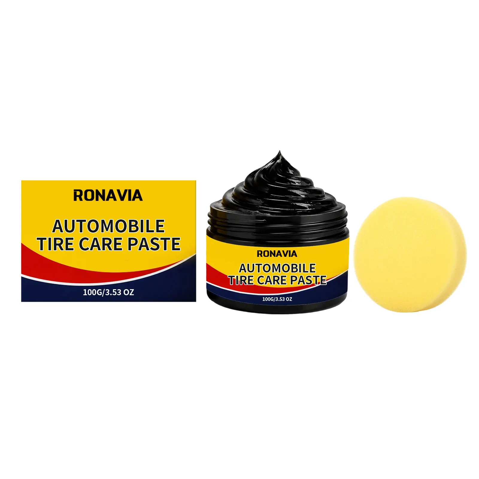 Automobile Tire Care Paste 100g Car Tire Cleaner Polishing Cream with Sponge Refurbish Brightening Decontamination