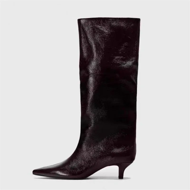 Eilyken automne hiver Style de rue mince talons bas femmes bottes hautes Sexy bout pointu décontracté chaussures de fête longues Botas Mujer