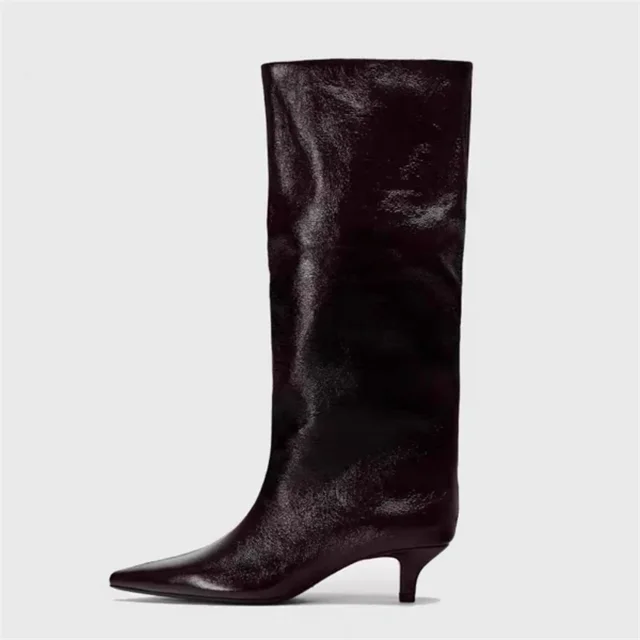 Eilyken Jesienno-zimowy styl uliczny Cienkie buty na niskim obcasie Kobiety Buty do kolan Seksowne buty na imprezę Casualowe buty na imprezę Długie Botas Mujer