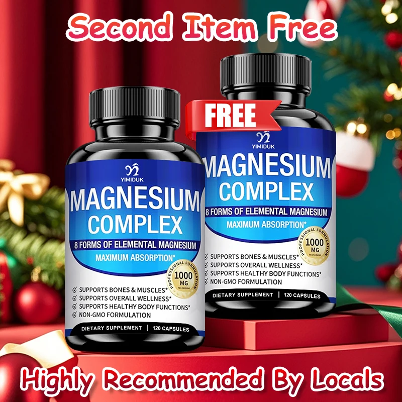 

Magnesium Capsules, with Magnesium Glycinate, Magnesium Oxide, for Stress Relief, Sleep, Heart Health, Nerves, Muscles