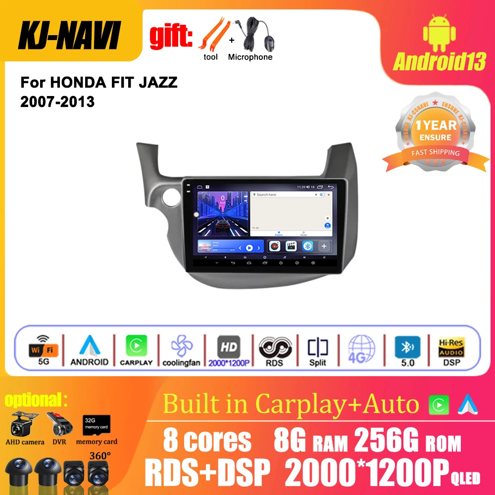 

No 2 din Android 13.0 Car Radio For HONDA FIT JAZZ 2007-2013 Multimedia Video Player Mirror Connection Split Screen Head unit