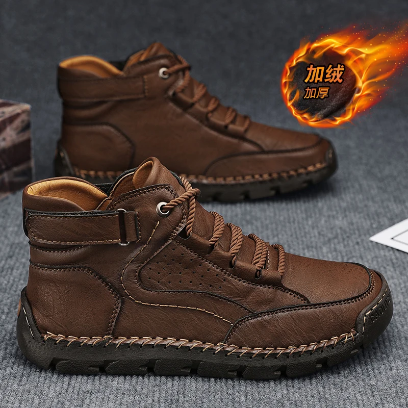 

Large Size（38-48） Autumn Winter Men Sports Leisure Boots Hand Sewn Outdoor Breathable Comfortable Warm Hiking Boots