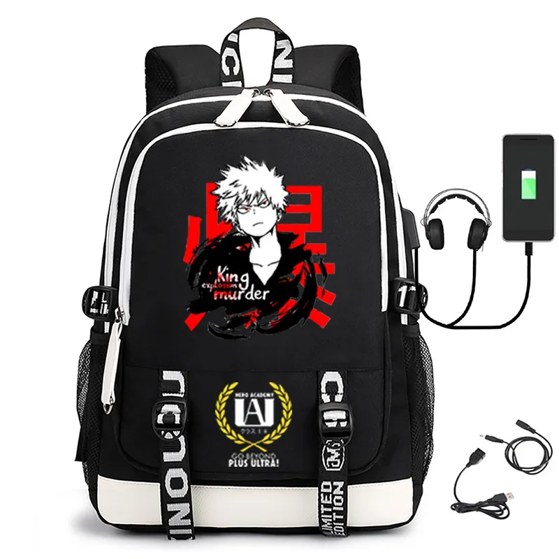 Anime My Hero Academia zaino zaino bambini ragazzi ragazze studenti Oxford impermeabile Cartoon School Bag zaino da viaggio USB