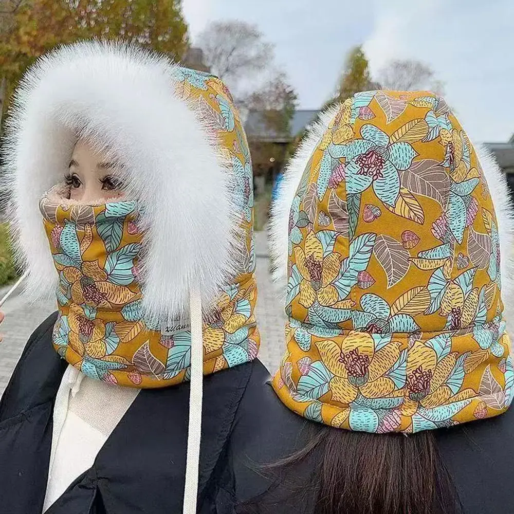 Winter Cold-Proof Lei Feng Hat with Face Mask, Thickened Cotton Cap for Riding Electric Bike, Windproof Ear Protection