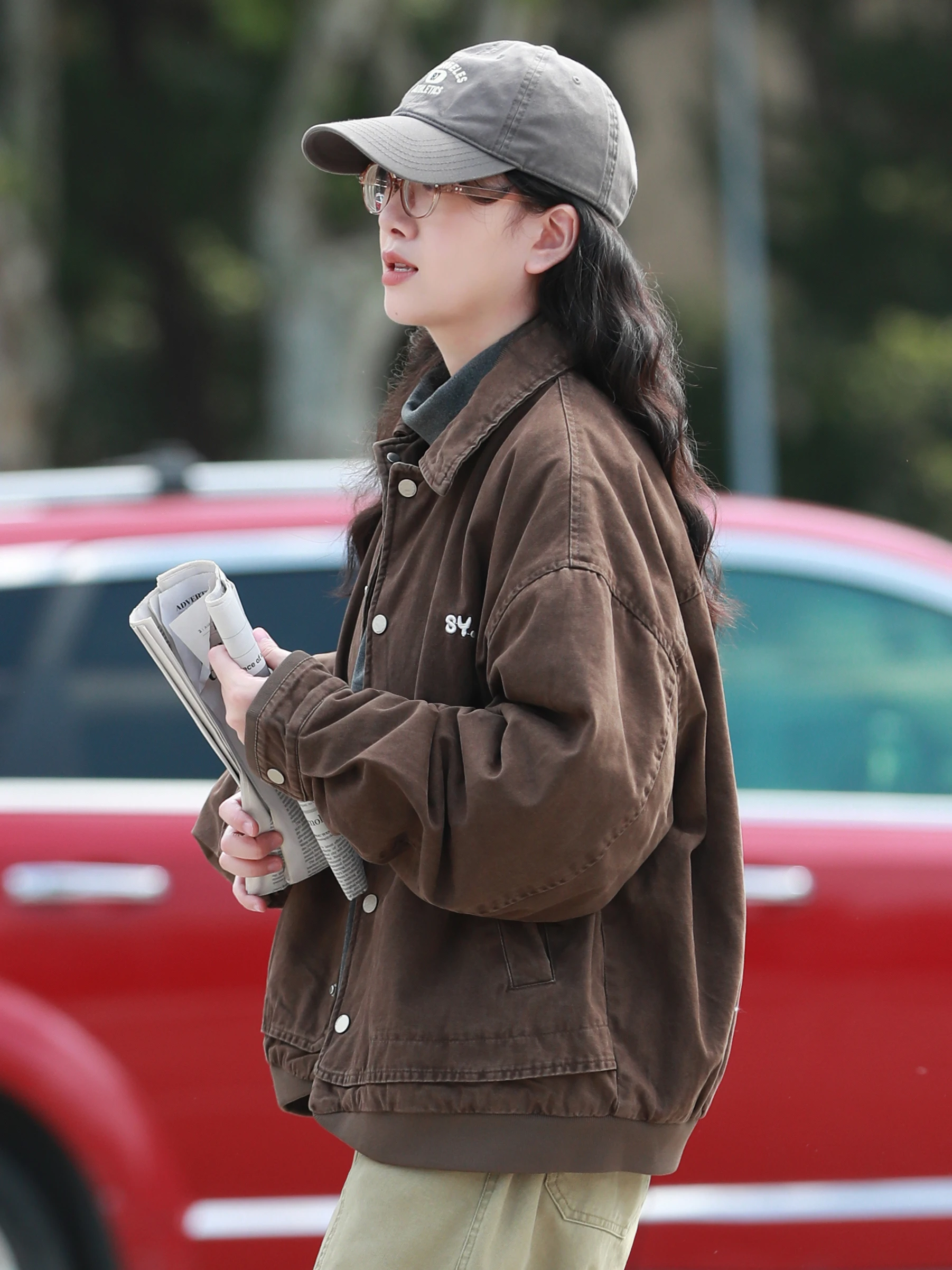 

Waed Retro Embroidered Cotton Jaet Women's Casual Workwear Winter Thiened Street Sle Loose Fit ort Coat