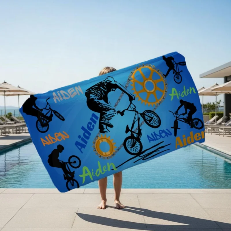 Newest Beach Towel Light Blue Sea Wave Cocktail Drink Cartoon Print Lightweight Beach Towel Vacation Swimming Quick Dry Towel