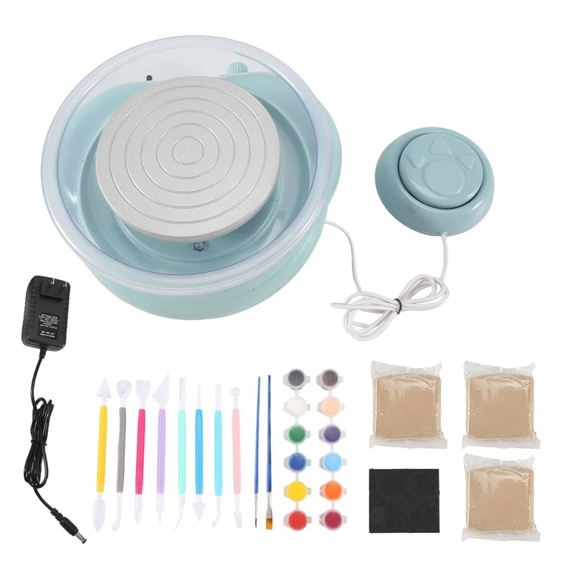 Mini Pottery Wheel,4.7-Inch Pottery Wheel For Teen And Adult Beginners, 3 Lbs Air-Drying Clay,Home DIY Craft Kit Us Plug Durable