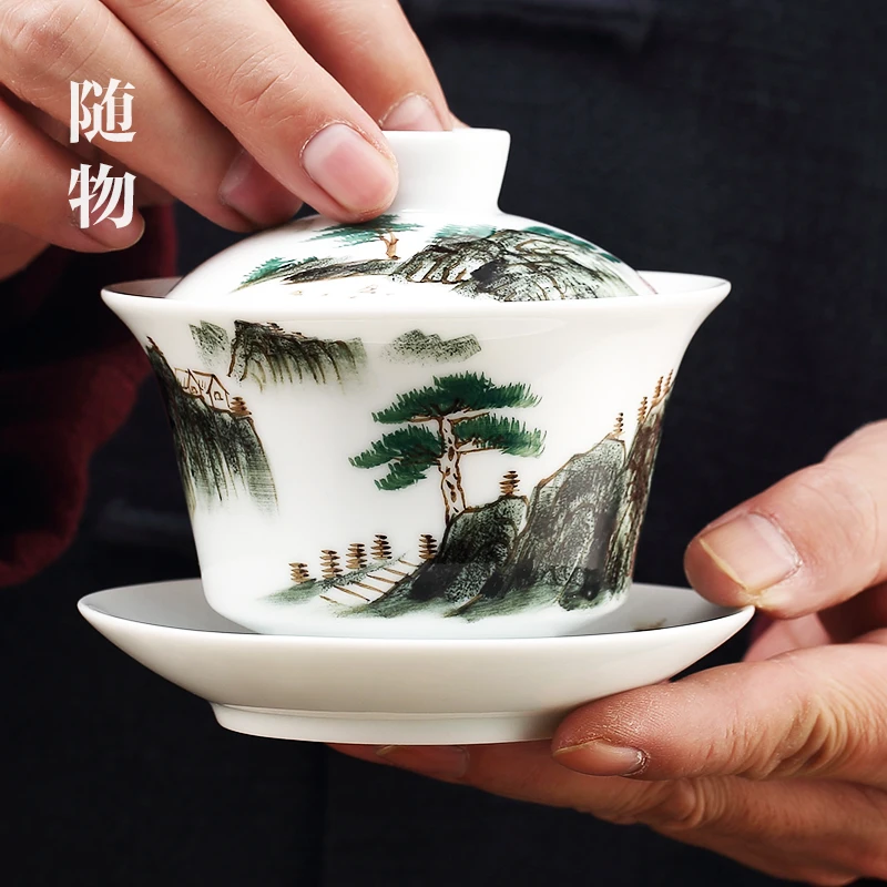 Covering Sancai Making Extra Large Three Cannons Platform, Jingdezhen Respecting Tea Bowl, Not Hot,