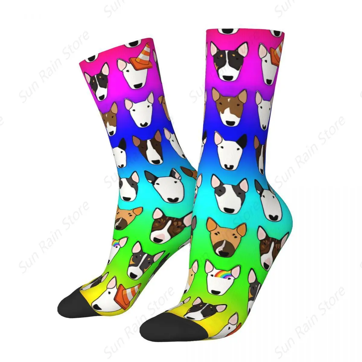 Rainbow Multibull The Bull Terrier Animal Kawaii Calcetines Calcetines con patrón de dibujos animados escolares