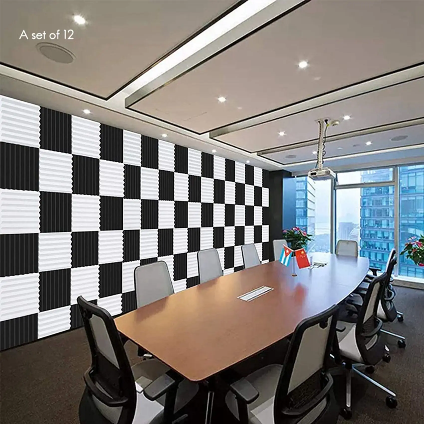 ABRE-36 Pcs Acoustic Foam Board,Sound Insulation Sound Wedges Sound Insulation Pad,For Studio Ceiling Game Room,2.5X30x30cm