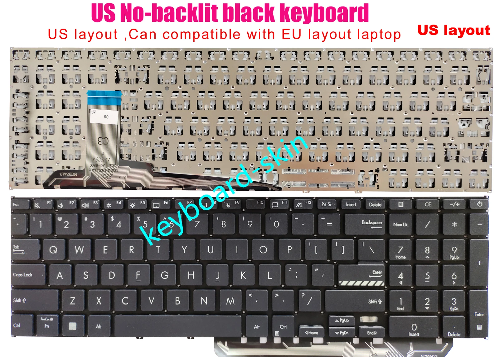 

New US black No-backlit Keyboard for ASUS VivoBook X1702 X1702Z X1702ZA X1703 X1703Z X1703ZA laptop