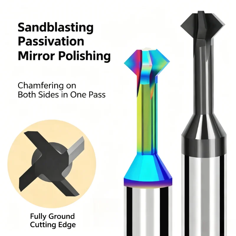 Carbide Up Down Chamfering Cutter 60/90/120 Degree Double Angle Chamfer Tool High Performance CNC End Mill for Metal Milling
