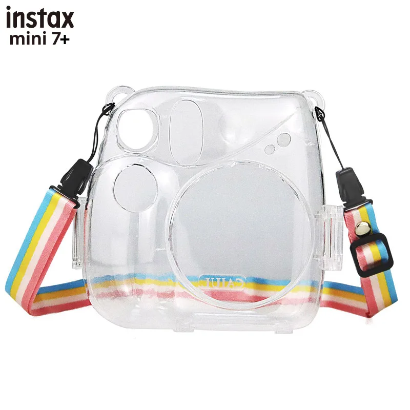 حافظة كاميرا جديدة لـ Fujifilm Instax Mini 7 + كاميرات فورية ، حقيبة حمل من الجلد الصناعي ، واقي شفاف من كلوريد البولي فينيل الصلب مع حزام كتف
