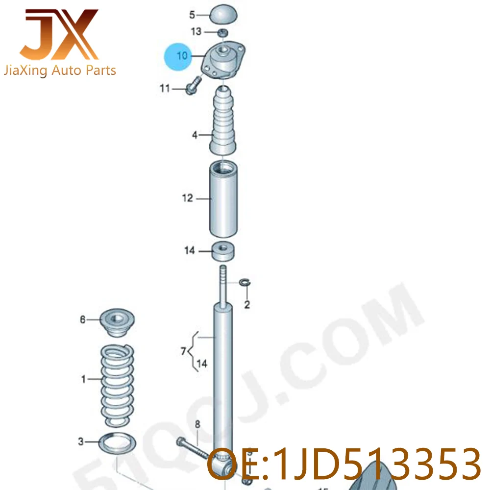 Qianbai 1 jd513353 gilt für Bora Polo Golf 4 mk4 Top Gummi des hinteren Stoßdämpfers Federbein halterung Aluminium basis 1jd 513 353b – Detail 4