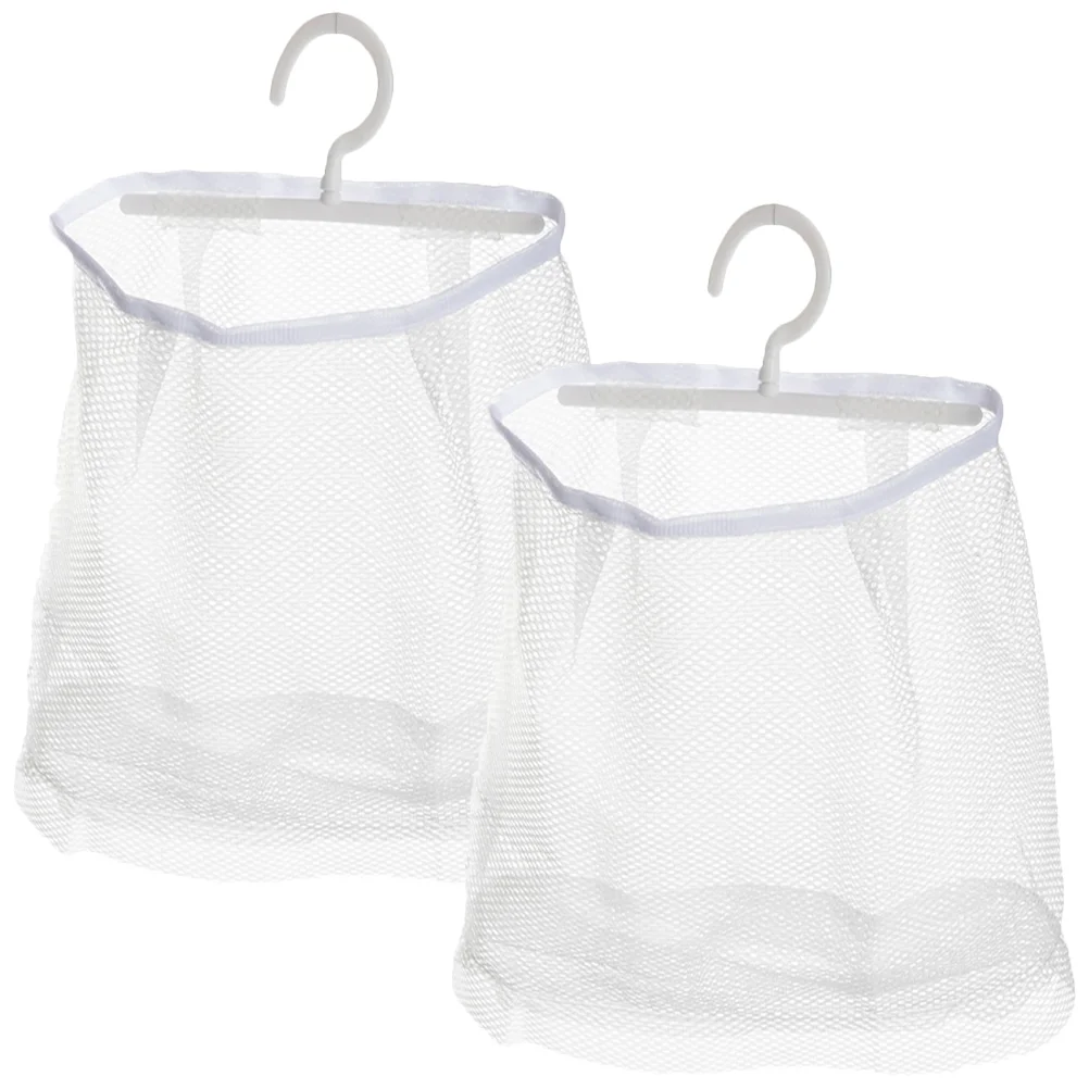 

2 Pcs Mesh Hanging Bag Coat Hangers for Pockets Clothespin Pp Laundry Bathroom Travel Storage Home