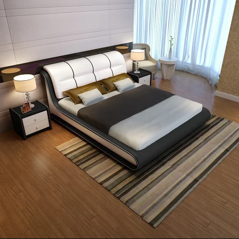 Premium 2025-Top - Notch Long - Lasting Genuine Leather Bed Double Leather Art 1.5 Meter Soft Bag European Style