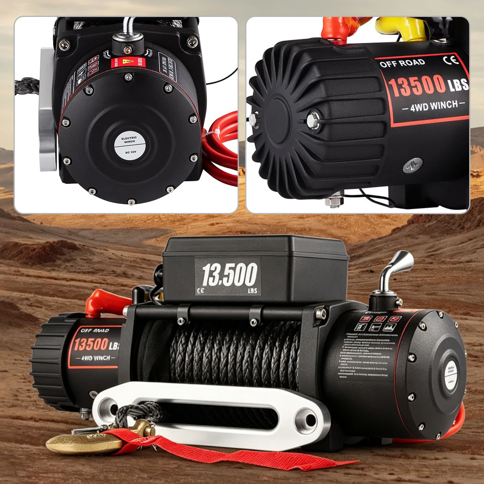 SIHAO Vevor 13500lbs ATV/UTV Electric Winch 12V with 27M/92FT IP67 Waterproof Lifting Hoist for 4X4 Car Trailer ATV Truck Remote Control for Towing Off-Road SUV 8