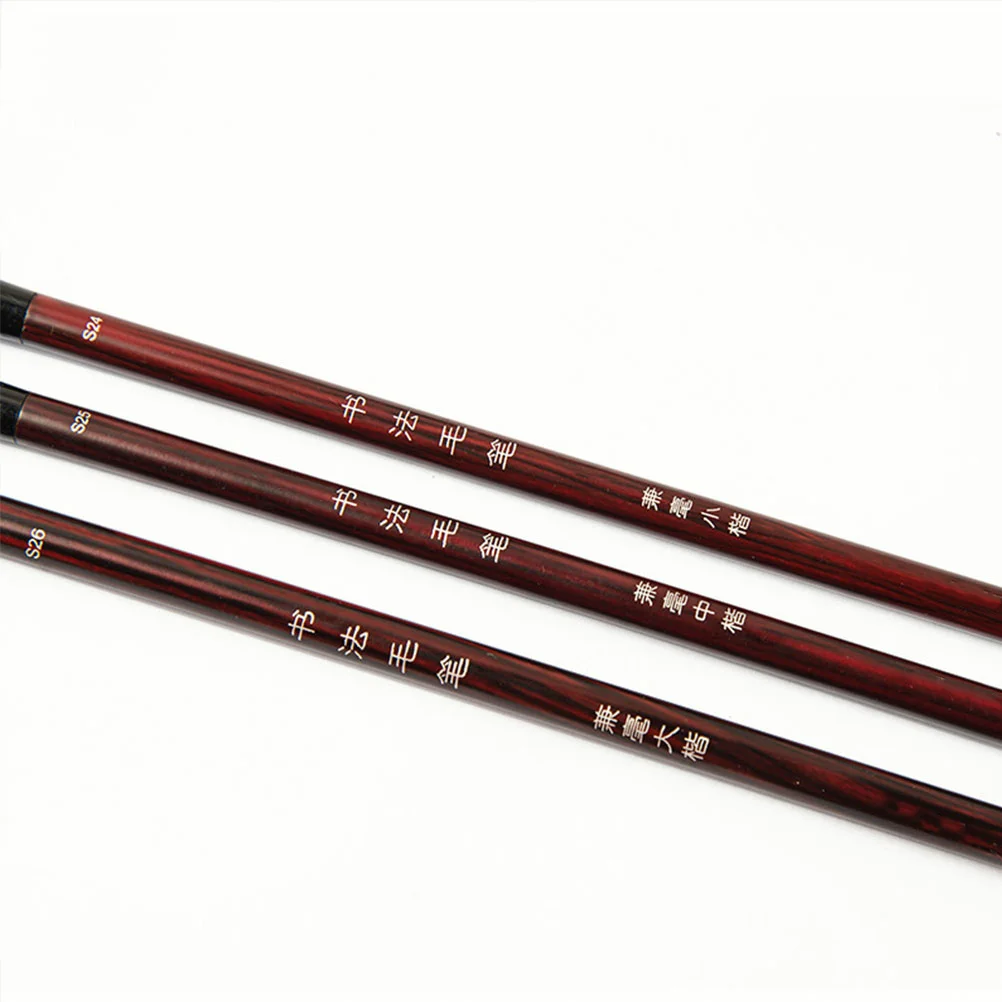 3 قطعة مجموعة فرشاة الخط الصيني الذئب الأغنام الشعر الخشب مقبض الرسم التقليدي فرشاة الكتابة للخط المبتدئين الفن #4