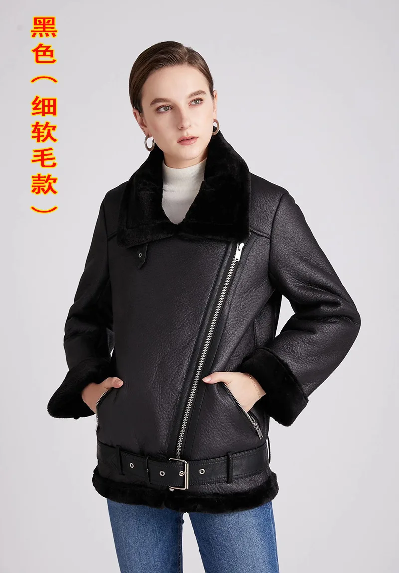 New Winter Coats Women Thick Faux Leather Fur Sheepskin Coat Female Fur Leather Jacket Aviator Jacket Casaco Feminino ZA p564