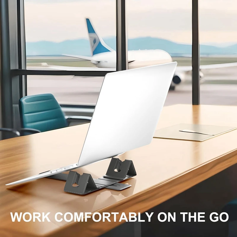 Magnetic Adjustable Travel Laptop Stand For Digital Nomads And Business Travelers. Compact, Foldable, For Desk Use