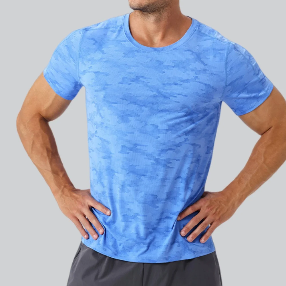 Men's Round Neck T-Shirt Sportswear Summer Running Elastic Short Sleeve Quick Dry Sport Tops Tee Athletic Gym Workout Sweatshirt view 3