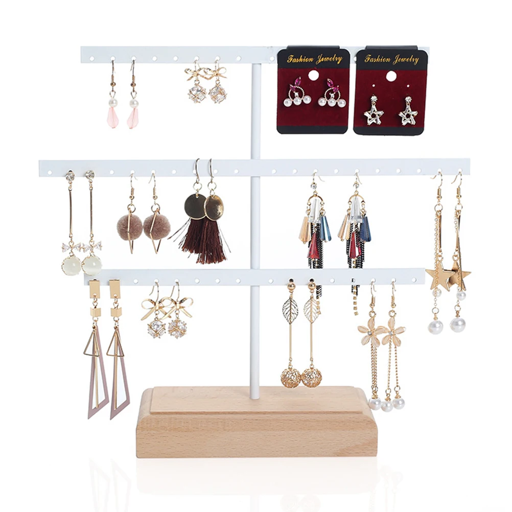 

52 Holes Iron Earring Display Stand Holder Rack Jewelry Organizer Storage Large Capacity Simple Design For Vanity Dresser