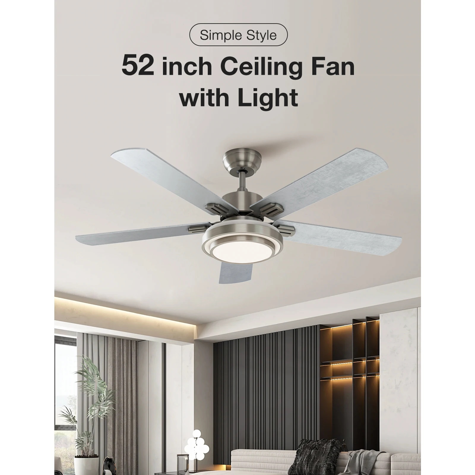 

52-дюймовый потолочный вентилятор с подсветкой и дистанционным управлением