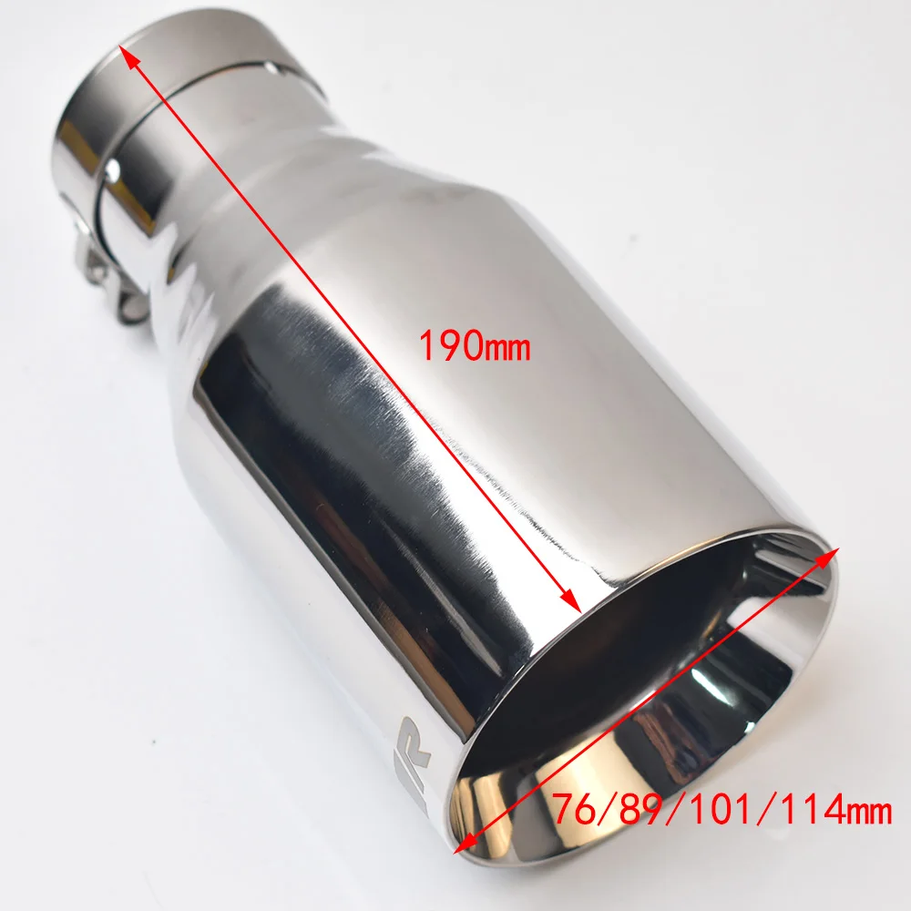 R Car 304 Stainless Steel Universal Bevel Edge System Muffler  End Pipe Bright Exhaust Tip Shinny Flat Cut Bevel Edge