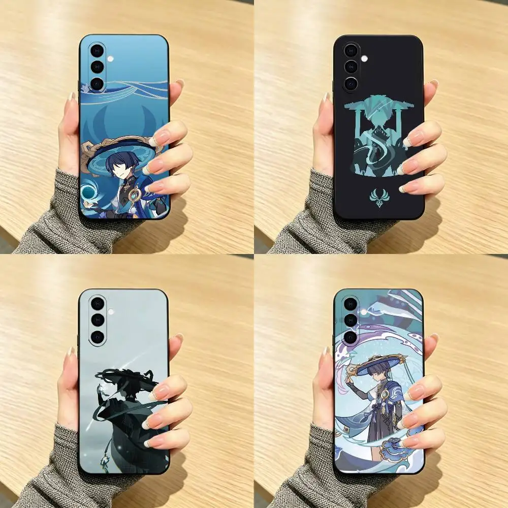 Genshin impact Wanderer  Phone Case Black Silicone Soft For Samsung Galaxy A73,A72,A71,A70,A53,A52,A51