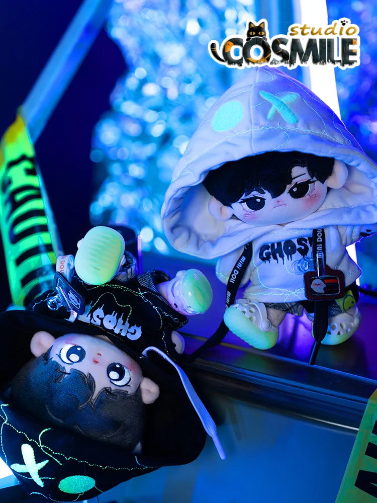 Kpop Star Idol Ghost Flasher Fashion Cyberpunk Punk Luminous Costume Plushie Stuffed 20cm Plush Doll Clothes MN