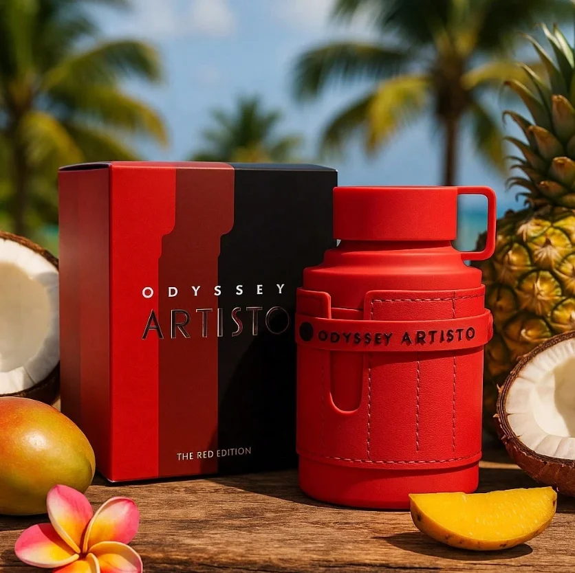Armaf Odyssey Artisto Red Edition EDP, Kaneel, Vanille, Citrusgeur, 3.4floz/100ml Kokosnoot
