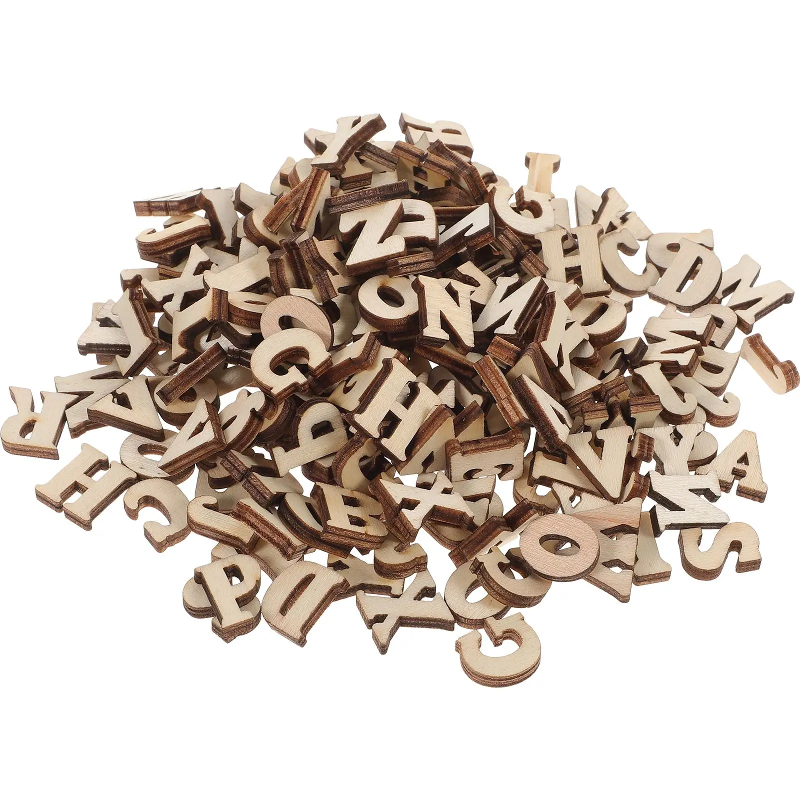 100/200pcs  DIY Doodle Educational Toy Small Natural Wooden Slice Scrapbooking Embellishments DIY Craft Decor (English Letters )