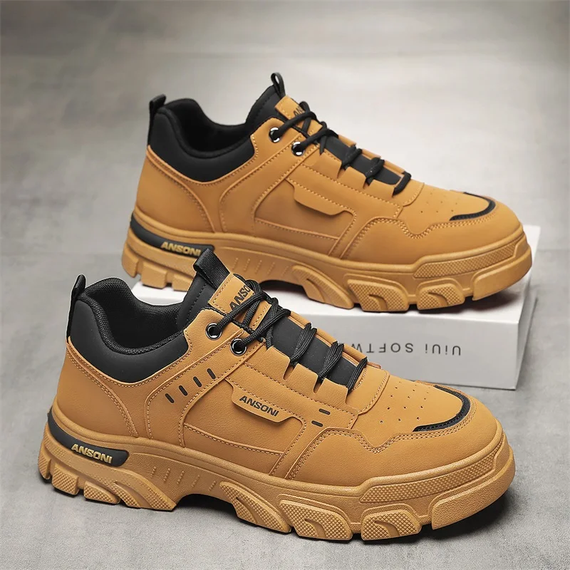 

Men's boots four season new high top boots casual boots versatile thick sole anti slip wear-resistant commuting workwear boots