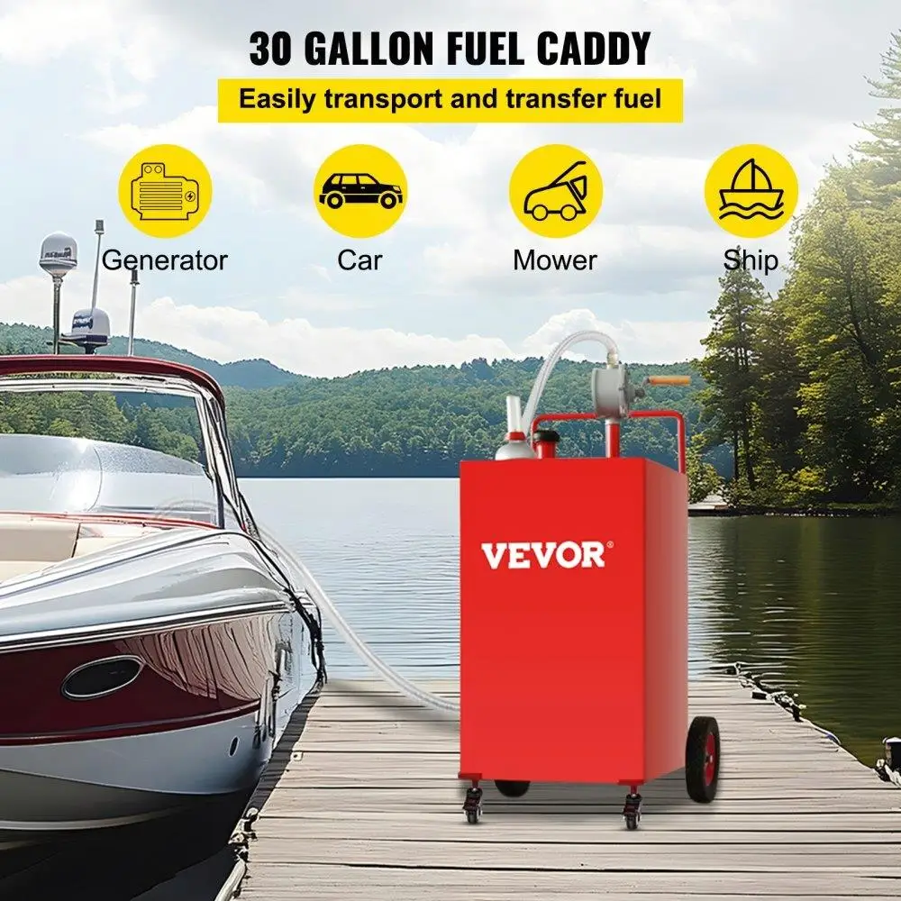 Caddy, 35 Gallon, Gas Storage Tank on 4 Wheels, with Manuel Transfer Pump, Gasoline Diesel Container for , Lawn