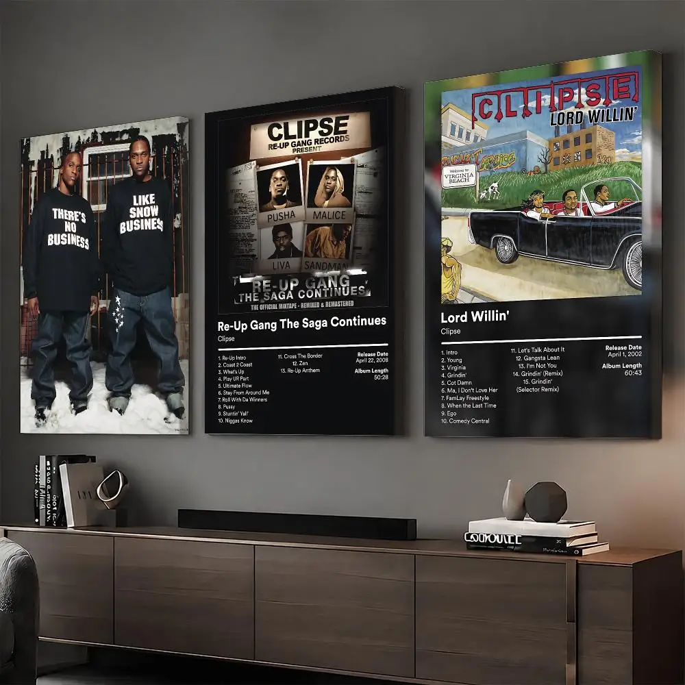C-Clipse Hip Hop Rapper Album Painting Calligraphy HD Modern Style Inner Frame Canvas Poster Bedroom Room Hallway Wall Art Decor